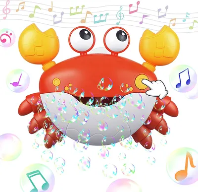 Produktbild von Kinder Badespielzeug Baby Badewannenspielzeug Krabbe Badespielzeug Bubble Machine mit Musik Baby Badespielzeug Badewanne Wasserspielzeug Spielzeug Rot