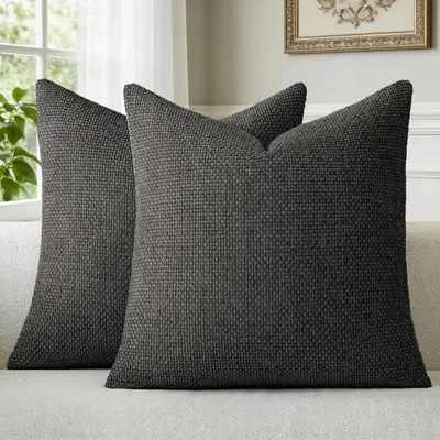 Produktbild von Kissenbezug 50x50 cm Schwarz Chenille 2er Set