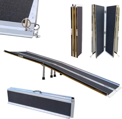 Zdjęcie produktu dla WORHAN® Rampa dla wózków inwalidzkich 305cm składana 272kg składana Mobilna aluminiowa antypoślizgowa rampa dla wózków inwalidzkich 3.05m R10J