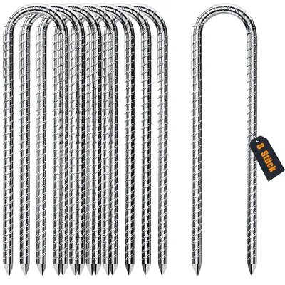 Immagine prodotto di Omgoods - Set di 8 picchetti a forma di U in acciaio zincato, 30 cm