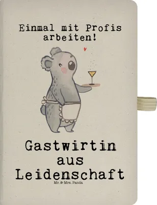 Produktbild von Mr. & Mrs. Panda notizbuch Gastwirtin Leidenschaft - Transparent - Geschenk, Gaststätte, Bar, Kneipe, Skizzenbuch, Tagebuch, Notizheft A5, Adressbuch, Journal