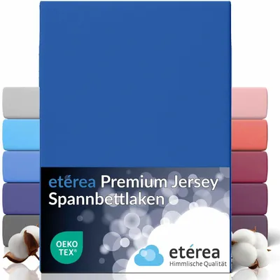 Obrázok produktu pre etérea Premium Jersey napínacie prestieradlo modré 180x200 - 200x200 cm