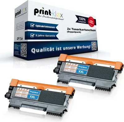 Produktbild von Print-Klex 2x Alternative Tonerkartuschen kompatibel mit Brother DCP 7055 DCP 7055W DCP 7057 TN2010 TN 2010 XXL - Doppelpack