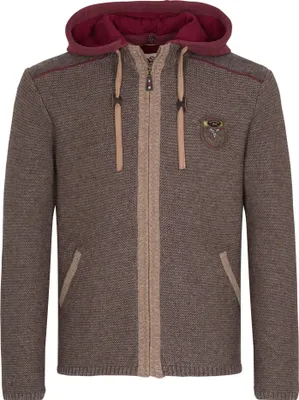 Produktbild von Spieth & Wensky - Herren Strickjacke mit abnehmbarer Kapuze, Dakar Strickjacke (261730-1003), Größe:XXL, Farbe:Beige-Braun/Dunkelrot (4907)
