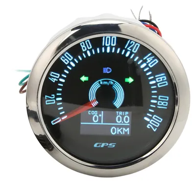 Zdjęcie produktu dla Prędkościomierz GPS 85 mm z kierunkowskazem, zakres 0–200 km/h, regulowany, 7-kolorowe podświetlenie, do samochodów, kamperów i statków, kolor czarny
