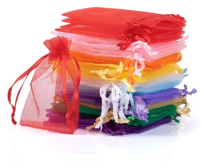 Produktbild von 100 Stück 7 x 9 cm Organzabeutel Organzasäckchen Hochzeit Säckli Beutel Geschenk Schmuckbeutel(Bunt-7 * 9CM)
