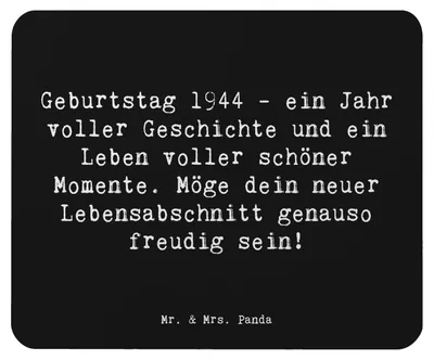 Produktbild von Mr. & Mrs. Panda Mouse Pad Spruch 1944 Geburtstag - Schwarz - Geschenk, neues Lebensabschnitt, Mauspad, mausteppich, pc, computer, Meilensteine, liebevolle Momente, Alter