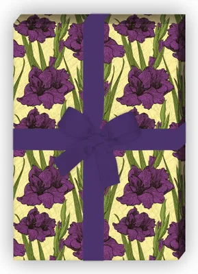 Produktbild von Edles Sommer Geschenkpapier mit Gladiolen, lila - G10128, 32 x 48cm