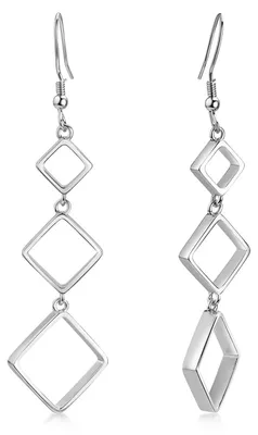 Produktbild von MATERIA Damen Ohrhänger lang Silber 925 - Quadratische Ohrringe geometrisch rhodiniert 17x63mm #SO-290