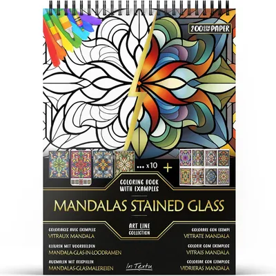 Productafbeelding van Kleurboek voor Volwassenen Mandala-Glas-in-Loodramen, 200 g/m²