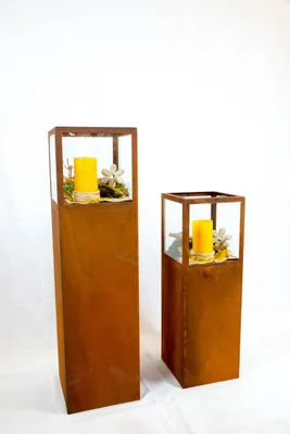 Produktbild von Edelrost Säule mit Glasaufsatz 100 cm hoch