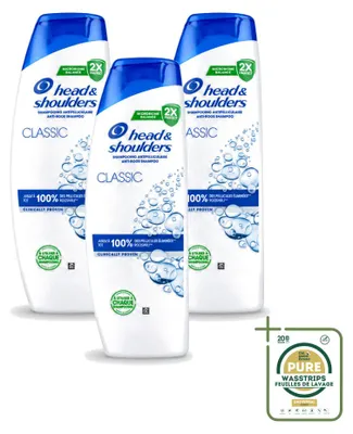 Imagen del producto de 3 unidades de champú 2 en 1 clásico anti-caspa Head & Shoulders, 400 ml - Paquete ahorro