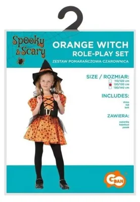 Image de Costume pour enfant, Sorcière orange, taille 120/130 - Godan