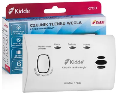 Imagen del producto de Detector de monóxido de carbono Kidde K7CO, funciona con batería, sensor con una vida útil de 10 años
