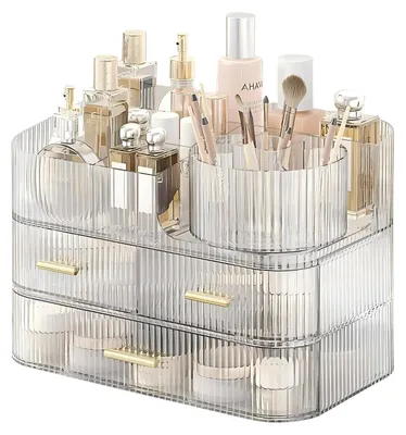 Immagine prodotto di Organizzatore per trucchi con cassetti e rotazione – Soluzione salvaspazio per la cosmetica