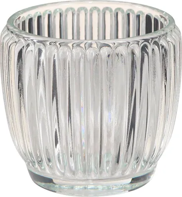 Produktbild von Windlicht Glas Kerzenglas Retro Rillen Klar Ø7cm 6er Set Tischdeko, 6 Stück