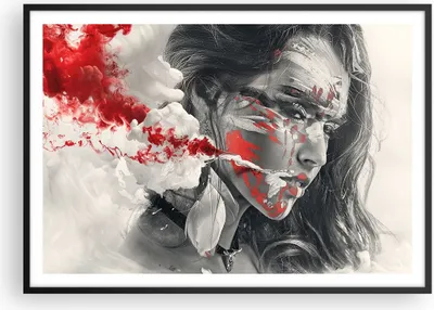 Produktbild von Gerahmtes Poster - Schwarzer Rahmen - Frau Gesicht Kunst - 100x70 cm - Wand Bild - Wanddeko - Wandbilder - Kunstposter - Wandposter - Bilderrahmen - Bilder - Kunstdruck - Wandbild - P2BAA100x70-3867