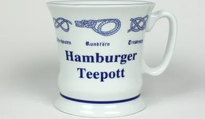 Produktbild von Hamburger Teepott mit Seemannsknoten hoch