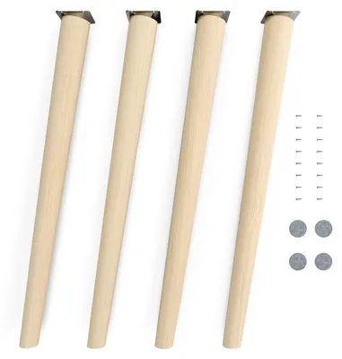 Produktbild von 4x sossai Holzfüße rund - schräge Ausführung 71cm Buche Naturbelassen