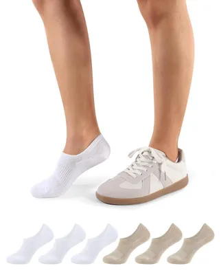 Immagine prodotto di Calzini sportivi da donna, confezione da 6, in cotone, imbottiti, antiscivolo, invisibili, taglia 39-42, colore nero/beige