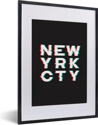 Produktbild von MuchoWow® MuchoWow® Gerahmtes Poster New York - Rot - Blau 30x40 cm - Poster mit zchwarzem Bilderrahmen - Wandposter Schlafzimmer