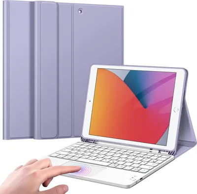 Produktbild von Fintie Tastatur Hülle für iPad (9. / 8. und 7. Generation - 2021/2020/2019), iPad 10.2 Hülle mit Tastatur, Deutscher Tastatur mit Touchpad Magnetisch Abnehmbarer Keyboard, Violett