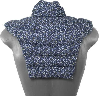 Produktbild von Nackenhörnchen HWS - Nacken + Schultern + Rücken - Bio Stoff "Blümchen-blau" - Leinsamenkissen - Nackenkissen Wärmekissen - 2 in 1 - Wärme und Kälte möglich
