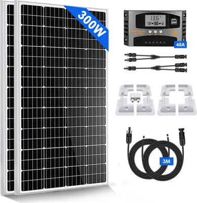 Produktbild von 300W Wohnmobil Set Solarpanel Solarmodul 2X150W 12V Monokristallin Mit Montage PV Halterung für RV Camping Haus