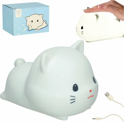 Immagine prodotto di Luce notturna in silicone bianca RGB gatto sdraiato