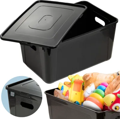 Immagine prodotto di Contenitore in plastica con coperchio 39x26x20,5 cm, 20 L, contenitore universale per documenti e giocattoli