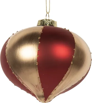 Produktbild von Clayre & Eef Weihnachtskugel Ø 10x10 cm Goldfarbig Rot Glas
