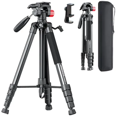 Produktbild von CAMBOFOTO 188 cm Kamerastativ, porfessionelles Aluminium, Robustes Vlog/Videoauf