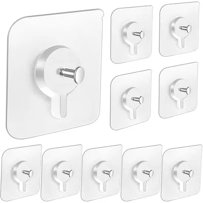 Produktbild von 10 hochwertige selbstklebende Bilderhaken, transparent und stabil, ohne Bohren, ideal für Bilderrahmen, Poster, Fotos und Wanddekoration