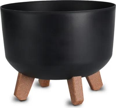 Image de 3.06 Pot de fleurs en plastique sur pieds - Ø 23 cm env. - Pot de plantes avec réservoir d'eau - Couleur : noir (grand)