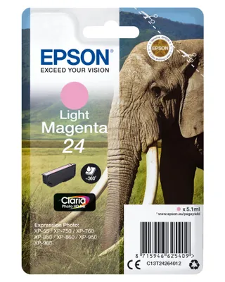 Immagine prodotto di Epson 24 - 5,1 ml - magenta chiaro - Originale - Cartuccia d'inchiostro - per Expression Photo XP-55, 750, 760, 850, 860, 950, 960, 970; Expression Premium XP-750, 850