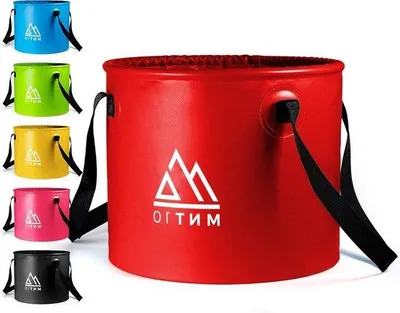 Image de Seau pliable de 20 litres, rouge, en bâche résistante
