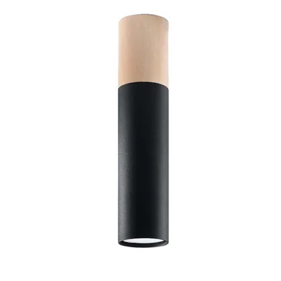 Image de Plafonnier PABLO noir 1xGU10 10W acier/bois 30x6x6cm Sollux Lighting