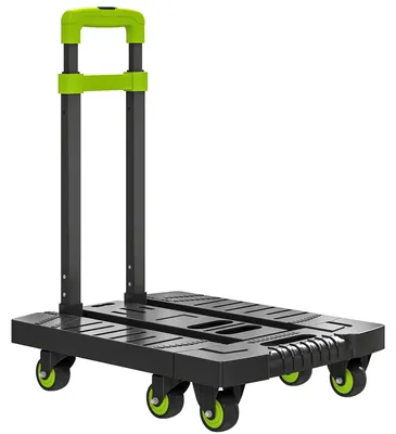 Produktbild von Klappbare Sackkarre mit verstellbarem Griff | Farbe: Grün, Schwarz | Abmessungen: 35x49x102 cm