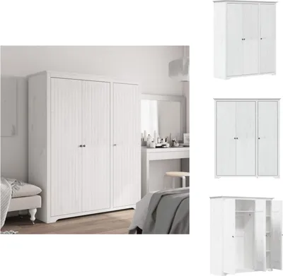 Produktbild von vidaXL Kleiderschrank BODO Weiß 151,5x52x176,5 cm Massivholz Kiefer -  Kleiderschränke