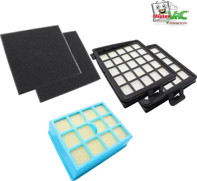 A collection of vacuum cleaner filters on a white background.