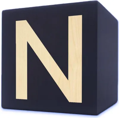 Immagine prodotto di Cubo di legno per lettere, 5 x 5 cm, nero, lettera N