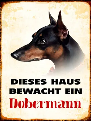 Produktbild von vianmo Holzschild 40x30 cm Hund dieses Haus bewacht ein Dobermann