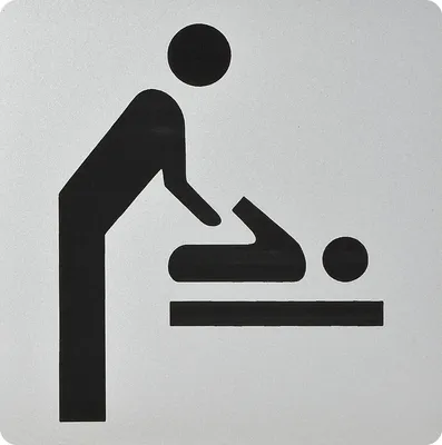 Produktbild von WC Symbol Wickelraum selbstklebend, 100 x 100 mm, Kunststoff alufarbig