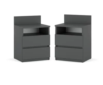 Produktbild von Nachttisch 2er SET 40x59x32cm - Nachttischschrank für Schlafzimmer - Nachtkommode mit Schubladen - Beistellschrank - Schlafzimmer Nachttisch Grau