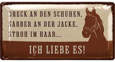 Produktbild von Retro Blechschild - Pferde Schild, Geschenke für Pferdeliebhaber und Reiter, Boxenschilder mit Spruch, Poster Pferde Deko, Bauernhof Dekoration