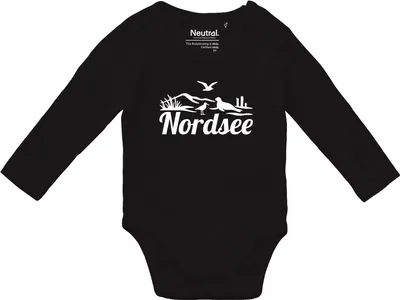 Produktbild von Huuraa Baby Body Nordsee Strandmotiv 62 Black  Baumwolle Fairtrade Langarmbody Geschenkidee