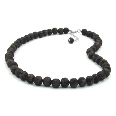 Produktbild von Kette 10mm Kunststoffperlen Barockperlen braun-schwarz-marmoriert 50cm braun-schwarz 10mm