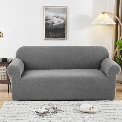 Produktbild von Wasserdichter Sofabezug, vollständig abnehmbarer Stretch-Sofabezug, Sofabezug aus Polyester, Sofabezug komplett aus Stoff, Dreisitzer-Sofa, 185–230 cm, Eichenholzgrau
