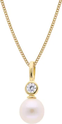 trendor 68384 Damen Perlen-Anhänger Gold 333/8kt an vergoldeter Silberkette 1