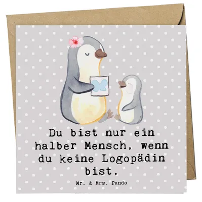 Produktbild von Mr. & Mrs. Panda Grußkarte Logopädin Herz - Grau Pastell - Geschenk, Spruch, faltkarte, Studium, Klappkarte, Witzig, Glückwunschkarte, Ausbildung, doppelkarte